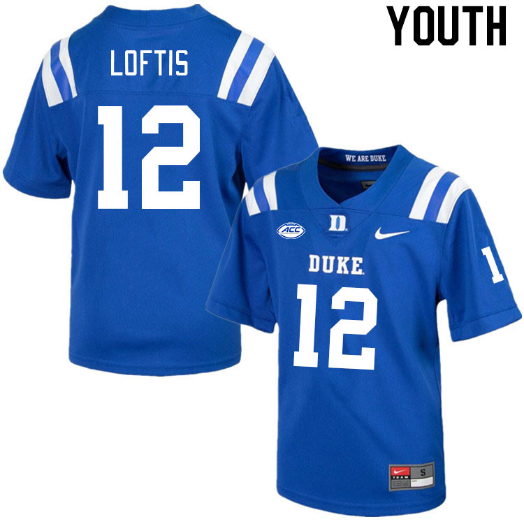 Youth #12 Grayson Loftis Duke Blue Devils College Football Jerseys Stitched-Royal